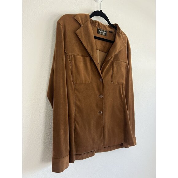 Express Vintage Faux Suede Brown Button Down Top Large Long Sleeve Western Boho - Picture 10 of 10